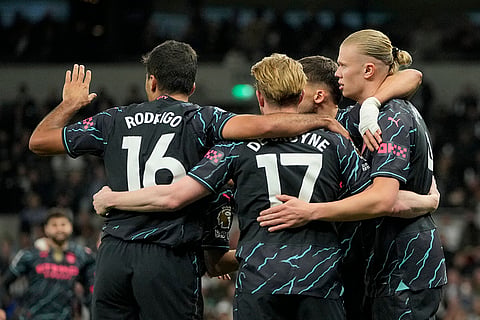City players celebrate their side's first goal